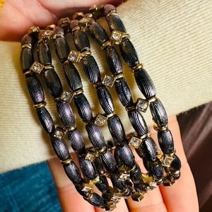 Ladies wide cuff stretch bracelet with crystal accents